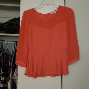 Coral Peplum Top